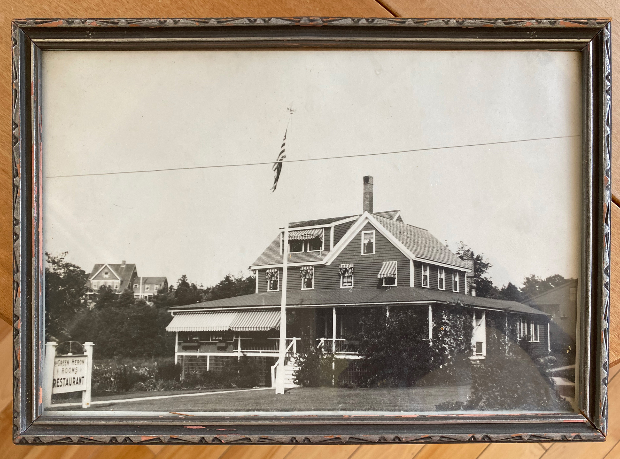 vintage photo of Mabel's house in frame